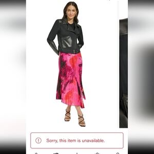 DKNY Black Mixed Media Faux Leather Jacket Large